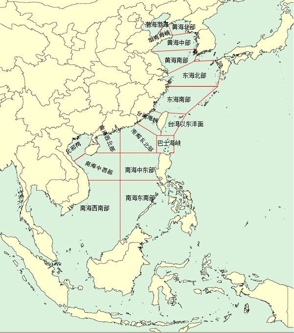 中国沿海海域的划分有图